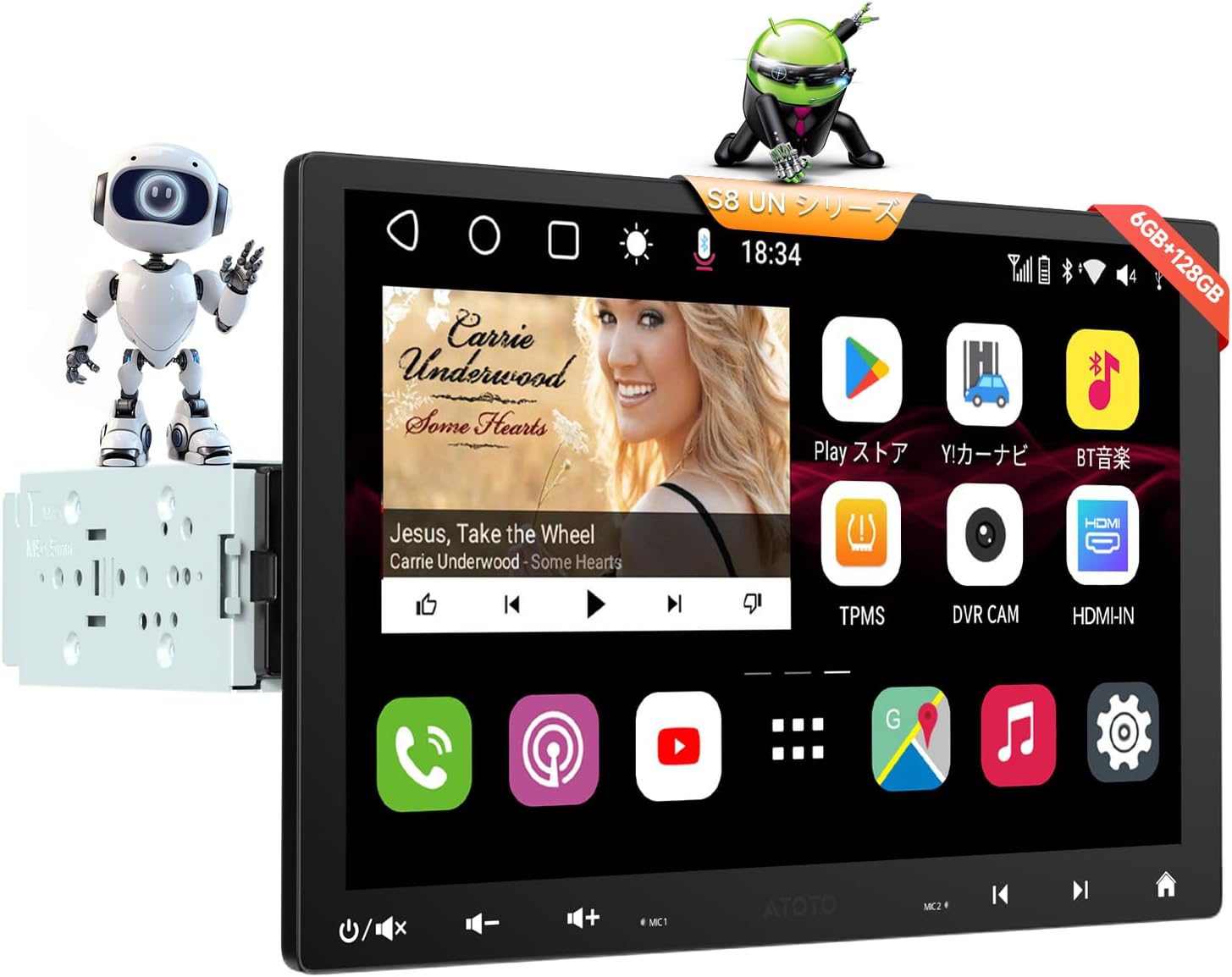 PORMIDOAUTO 10.1インチディスプレイオーディオ 1DINカーナビ 8コア